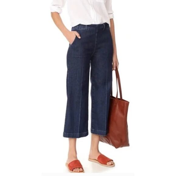 AG‎ Adriano Goldschmied Blue The Juliette Trouser Wide Leg Crop Pants Size 29R - Picture 7 of 7